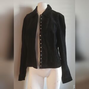 Siena Studio Black Leather Jacket Snap Closure Size 12